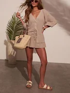 Spodenki damskie - Milan Kiss Szorty w kolorze jasnobrązowym - miniaturka - grafika 1