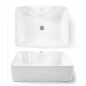 Umywalki - Umywalka Nablatowa KELLY 48cm prostokątna Ceramika Biała - miniaturka - grafika 1