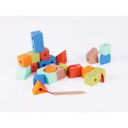 Zabawki interaktywne dla dzieci - Classic World Przeplatanka Kolorowe Klocki Kształty Classic World CW53801 - miniaturka - grafika 1