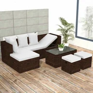 Meble ogrodowe - vidaXL 4 częściowy zestaw wypoczynkowy do ogrodu poduszki rattan PE brąz 42585 42585 - miniaturka - grafika 1