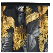 Zasłony - Voppi Zasłona na taśmie na żabki agrafki tunel 140 x 280 cm długa zasłona okienna czarna półzaciemniająca w złote liście - miniaturka - grafika 1