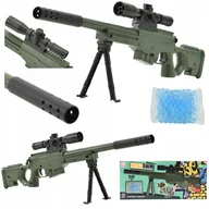 Zabawki militarne - KARABIN ZABAWKI DZIECI TŁUMIK MINI NA KULKI ŻELOWE TJ-012 MINIAWM opakowanie zielone - miniaturka - grafika 1