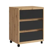 Szafki biurowe - Kontenerek Biurowy Iga Dąb Artisan Meblomax Czarny, Dąb Artisan - miniaturka - grafika 1