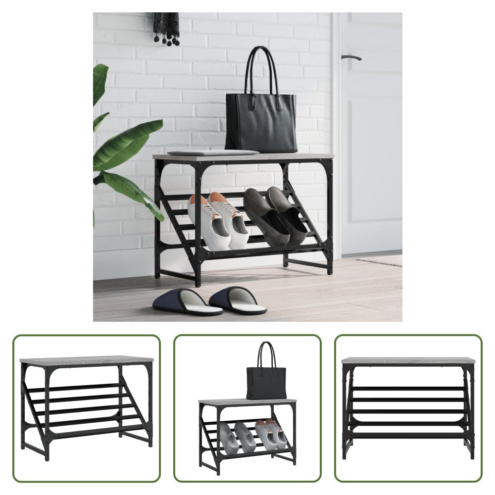 The Living Store Stojak na buty szary Sonoma 60x30x45 cm Materiał drewnopochodny