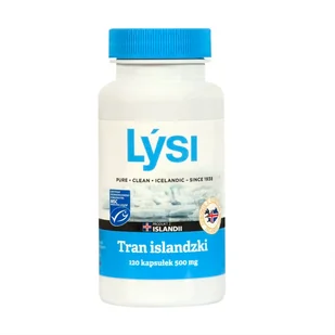 Suplement diety, LYSI Tran islandzki 500 mg, na odporność, 120 kapsułek - Przeziębienie i grypa - miniaturka - grafika 1