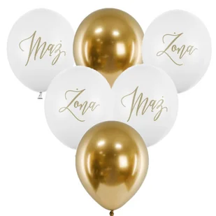 Balony mix mąż żona - 6 sztuk - Wesele i ślub - miniaturka - grafika 1