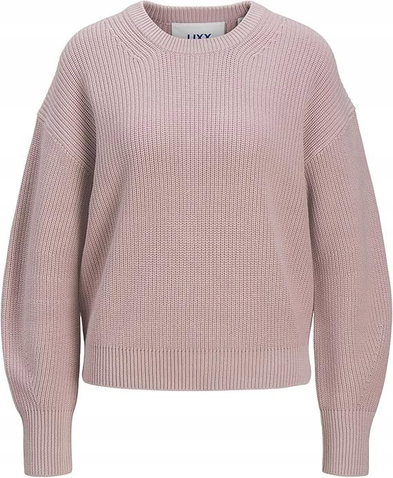 JJXX RÓŻOWY SWETER DAMSKI Z OKRĄGŁYM DEKOLTEM I DŁUGIM RĘKAWEM L 16FA