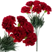 Sztuczne kwiaty - Goździki Bukiet Goździków Gęste Gałązki Liście Łodygi Kwiaty Jak Żywe - miniaturka - grafika 1