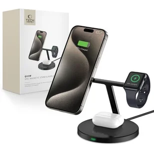 Ładowarka indukcyjna TECH-PROTECT QI15W-A35 3w1 Magnetic Magsafe Czarny - Ładowarki do telefonów - miniaturka - grafika 1