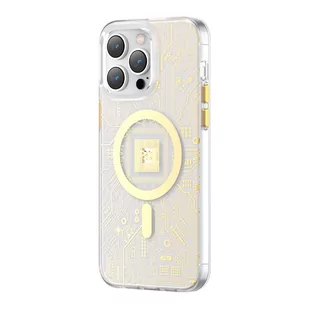 Kingxbar PQY Geek Series magnetyczne etui iPhone 14 Plus MagSafe złote - Etui i futerały do telefonów - miniaturka - grafika 1
