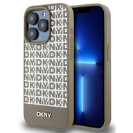 Etui i futerały do telefonów - Oryginalne Etui APPLE IPHONE 15 PRO MAX DKNY Hardcase Leather Printed Pattern Metal Logo MagSafe (DKHMP15XPSOSPW) brązowe - miniaturka - grafika 1