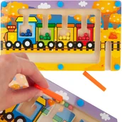 Zabawki interaktywne dla dzieci - Magnetyczny Labirynt Drewniany Pociąg Montessori - miniaturka - grafika 1