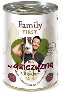 FAMILY FIRST - Mokra karma dla psa dorosłego DZICZYZNA Z BATATAMI puszka 400g - Mokra karma dla psów - miniaturka - grafika 1
