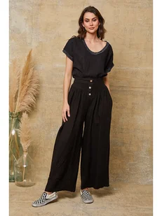 Fleur de Lin Lniane spodnie "Kendra" w kolorze czarnym - Spodnie damskie - miniaturka - grafika 1