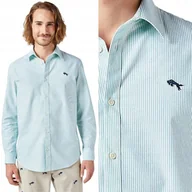 Koszule męskie - Wrangler OXFORD SHIRT Green Stripe Oxford KOSZULA W PRĄŻKI REGULAR M - miniaturka - grafika 1