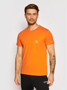 Koszulki męskie - Calvin Klein Jeans T-Shirt J30J317294 Pomarańczowy Slim Fit - grafika 1