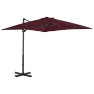 Parasole ogrodowe - vidaXL Parasol wiszący na aluminiowym słupku, bordowy, 250x250 cm vidaXL - miniaturka - grafika 1