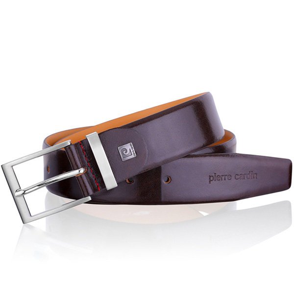 Skórzany pasek męski Pierre Cardin 70125 - Brązowy ciemny 85 cm