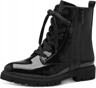 Botki damskie - S.OLIVER DAMSKIE CZARNE BOTKI NA ZAMEK LAKIEROWANE 39 6CA - miniaturka - grafika 1