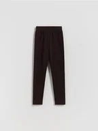 Spodnie i spodenki dla dziewczynek - Reserved - Ocieplane legginsy - ciemnobrązowy - miniaturka - grafika 1