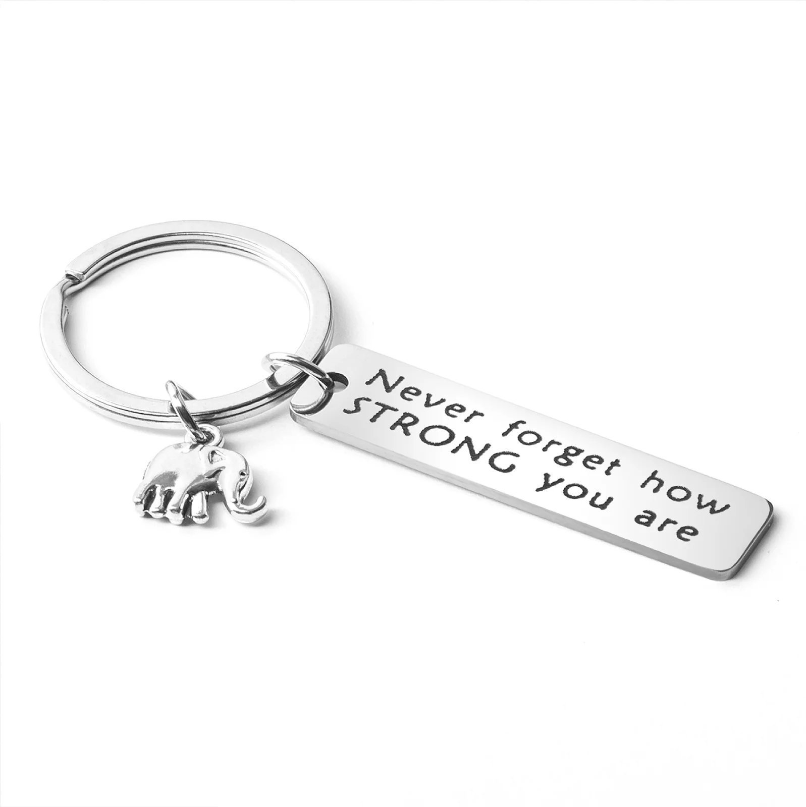 Brelok Słonik z Napisem - Never Forget How Strong You Are