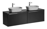 Szafki łazienkowe - Szafka łazienkowa z umywalką, Santa Fe, 160x46x46 cm, czarny, mat - miniaturka - grafika 1