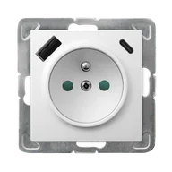 Gniazdka elektryczne - Ospel gniazdo pojedyncze z ładowarką USB A+C IMPRESJA - biały - miniaturka - grafika 1