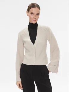 Calvin Klein Kardigan K20K206275 Beżowy Regular Fit - Swetry damskie - miniaturka - grafika 1