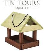 Karmniki dla ptaków - BRĄZOWY DREWNIANY KARMNIK DLA PTAKÓW 28x20x24 cm - miniaturka - grafika 1