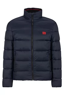 HUGO Męska kurtka pikowana Balto2241 Slim-Fit z czerwonym logo, Dark Blue405, M - Kurtki męskie - miniaturka - grafika 1