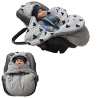 Śpiworki dla dzieci - Culbaby Śpiworek Myszka Do Wózka Fotelik Nosidło Minky Szary Bawełna Myszka - miniaturka - grafika 1