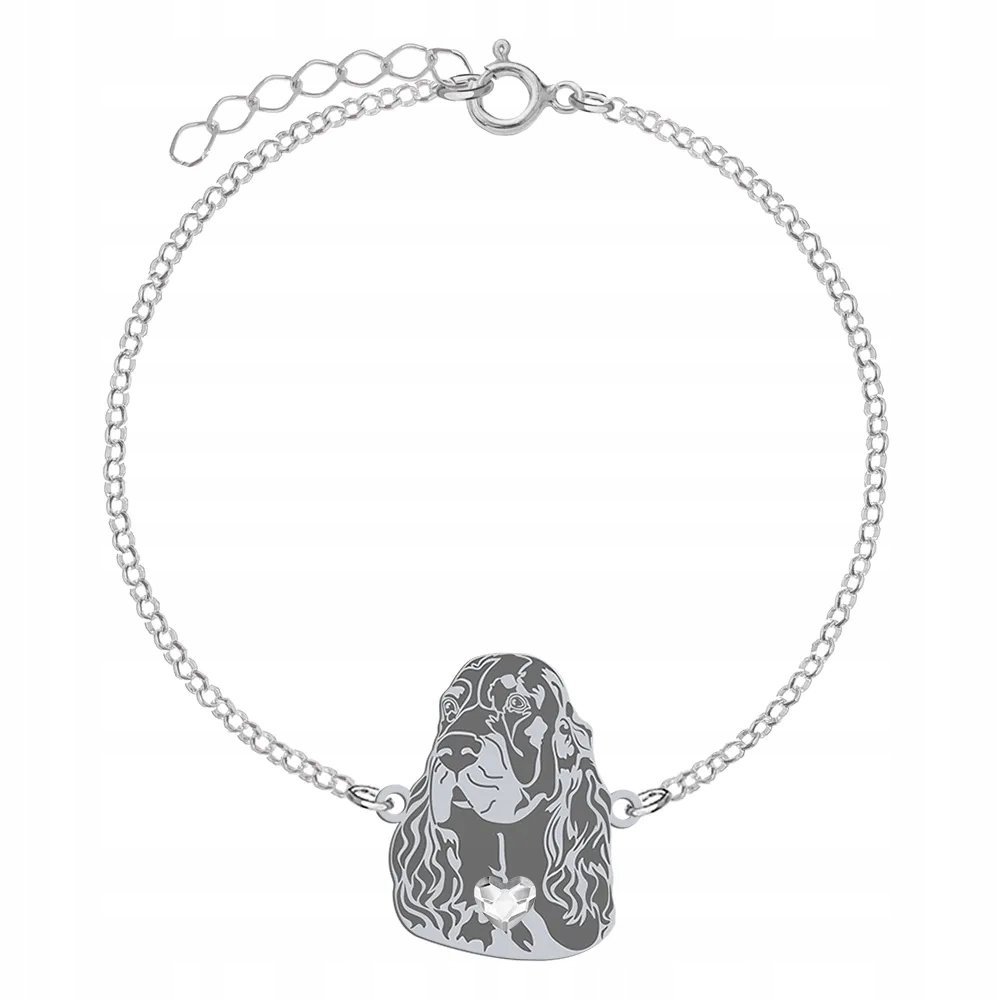 Bransoletka Srebrna z psem Seter Szkocki 925 Biżuteria Prezent GRAWER