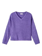 Koszulki i topy damskie - NAME IT Girl's NKFBATJANA LS Short Boxy Knit top z dzianiny, fioletowy koralowy (Purple Corallites), 122/128, Purple Corallites, 122/128 cm - miniaturka - grafika 1