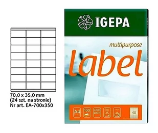 Igepa Etykiety samoprzylepne 70,0x35,0 mm (24 Etykiety / str.) (EA-700X350) - Etykiety do drukarek - miniaturka - grafika 1