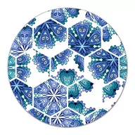 Deski do krojenia - Deska szklana Sześciokątne niebieskie kwiaty fi40, Coloray - miniaturka - grafika 1