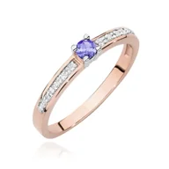 Pierścionki - Złoty pierścionek Tanzanit 0,15ct różowe złoto pr. 585 - miniaturka - grafika 1