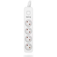 Listwy zasilające - Przedłużacz KERG z wyłącznikiem M02393 4-gniazdowy 5m 3×1,0mm2 H05VV-F 10A/250V biały - miniaturka - grafika 1
