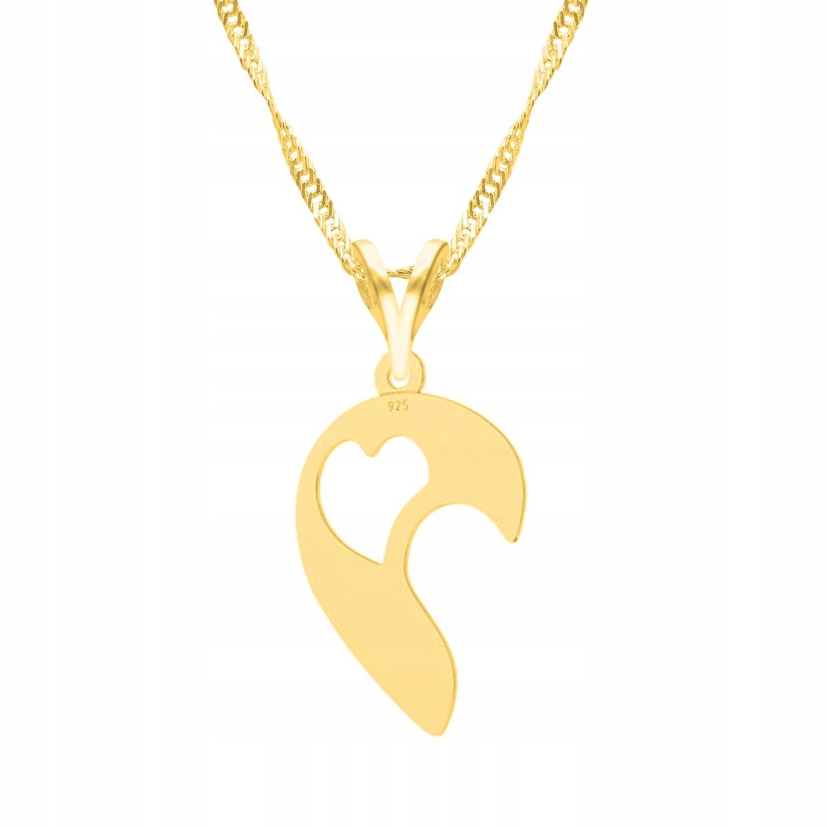 Złoty Naszyjnik z Łamanymi Sercami Serce Serduszko Love Heart SREBRO 925