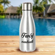 Butelki termiczne - Srebrna butelka metalowa 450 ml z dowolnym nadrukiem - miniaturka - grafika 1