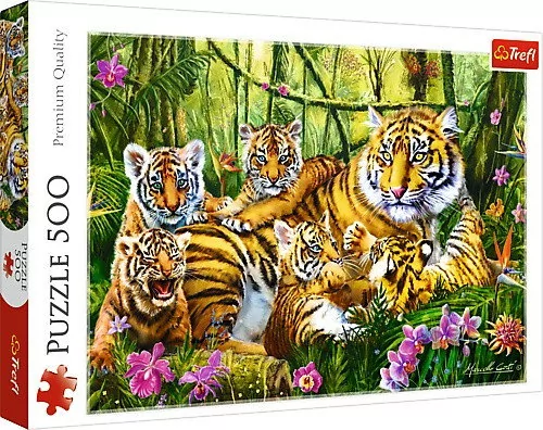 Trefl Puzzle 500 Rodzina tygrysów