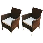 Fotele i krzesła ogrodowe - vidaXL Krzesła ogrodowe 2 szt. polirattan brązowe 43123 - miniaturka - grafika 1