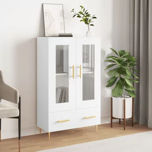 vidaXL Wysoka szafka, biała, 69,5x31x115 cm, materiał drewnopochodny - Szafki nocne - miniaturka - grafika 1