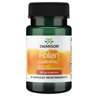 Suplementy naturalne - Swanson Folian Quatrefolic, kwas foliowy 800 μg, 30 kapsułek wegetariańskich - miniaturka - grafika 1