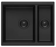 Zlewozmywaki - QUADRON Zlewozmywak 55,5x46 LOGAN 150 czarny mat, elementy czarne HCQL5646U7-BLM_U - miniaturka - grafika 1