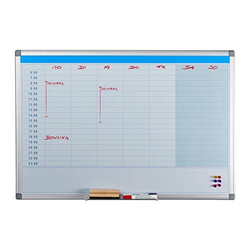 Relaxdays Tablica suchościeralna, planer dzienny, zmywalna, magnetyczna, tablica planowania z półką na długopisy, tablica magnetyczna 60 x 90 cm, biała, 1 sztuka