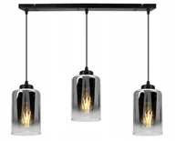 Lampy sufitowe - Lampa Sufitowa Wisząca Żyrandol Czarny Loft Potrójna Listwa Glamour Szklana - miniaturka - grafika 1