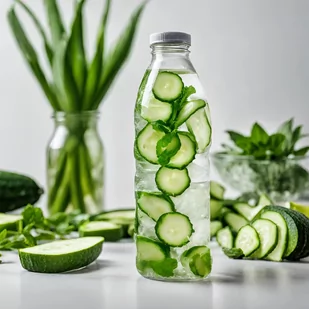 Woda ogórkowa z aloesem oraz świeżą miętą - 250ml - Woda - miniaturka - grafika 1