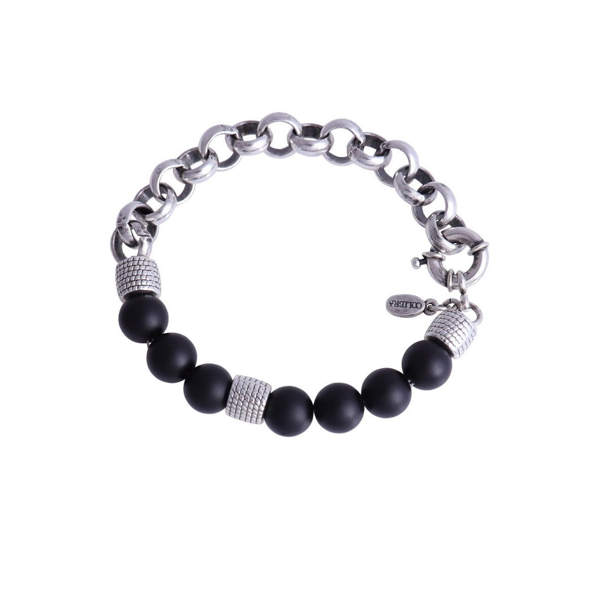 Colibra Srebrna Męska Bransoletka z onyxem Dla Niego na Walentynki