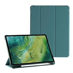 Kompatybilny z iPad (11 cali), etui ochronne na tablet, składane etui w kształcie litery Y z otworem na długopis, materiał akrylowy, ciemnozielone - Etui do tabletów - miniaturka - grafika 1