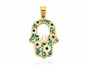 Wisiorki - Zawieszka Ręka Fatimy Złota 585 14k 0.53g Emaliowana oryginalna na prezent - miniaturka - grafika 1